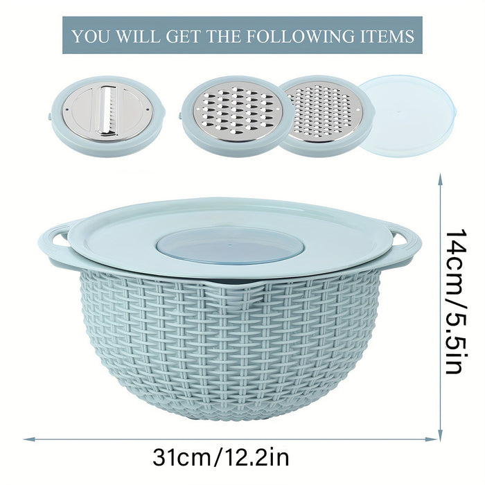 Stainless Steel Drainer Basket With Double Layer Blue