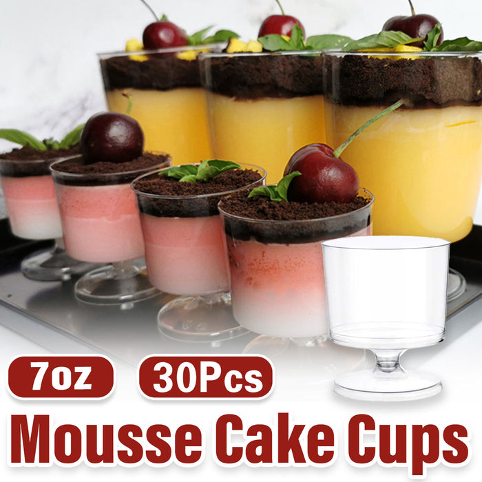 30 Pcs Clear Hard Plastic Dessert Cups 7oz 6.9cm