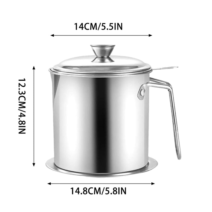 304 Stainless Steel Oil Pot with Container, 2L