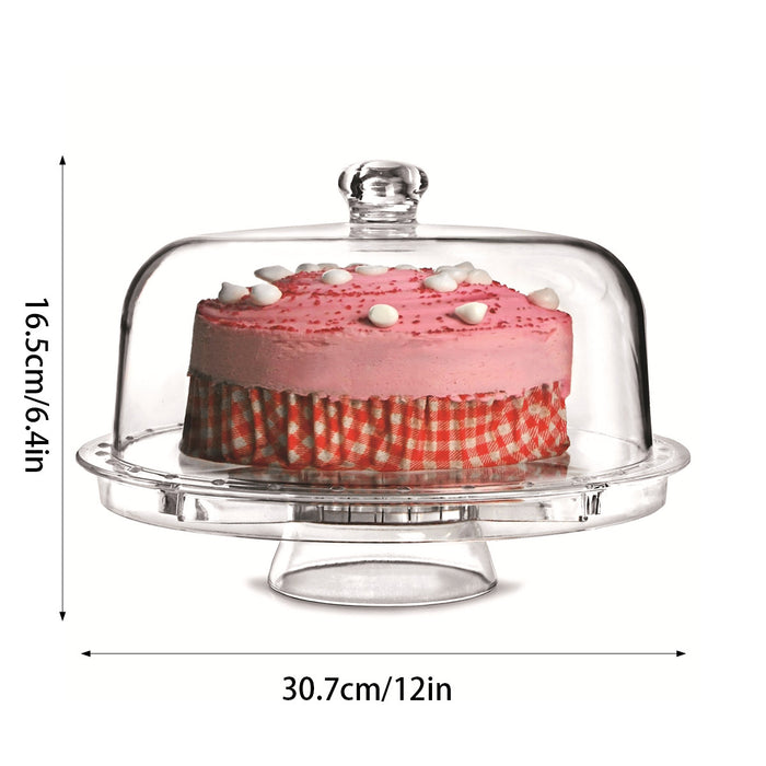 Multi-Function Clear Plastic Cake Stand Salad Bowl and Fruit Platter 30.7 cm