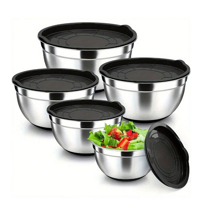 5 Piece Stainless Steel Mixing Bowl Set with Airtight Lids