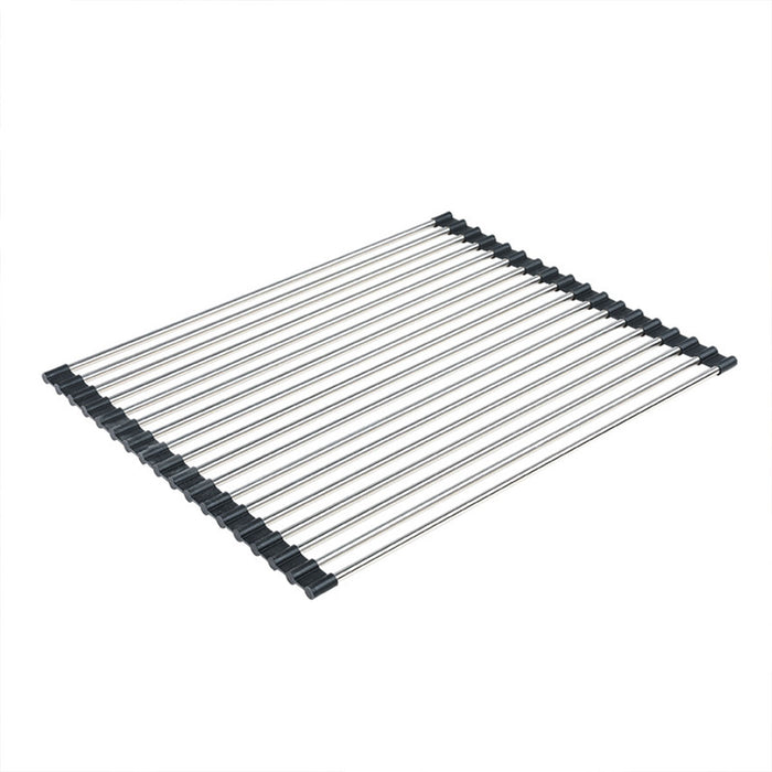 Stainless Steel Folding Sink Draining Rack with Silicone Pad
