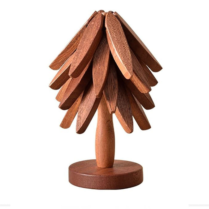 Solid Wooden Trivet for Hot Dish Walnut Christmas Tree Table Heat-Resistant Mat