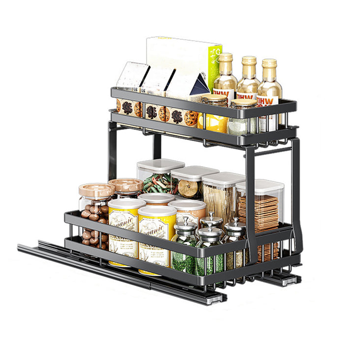 Pull Out Storage Rack Silent Rails Carbon Steel Black