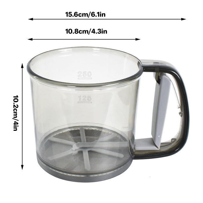 Semi-Automatic Handheld Flour Sifter with Fine Mesh for Baking and Straining