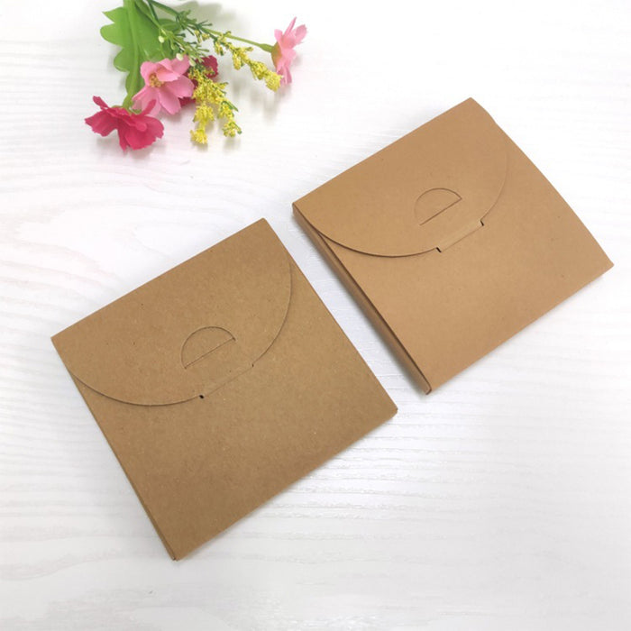 100 Pcs Kraft Paper Coaster Holders with Window Tuck In Flap