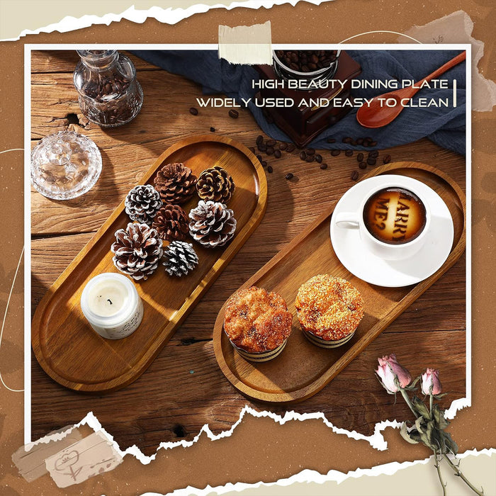 8 Pcs Wooden Serving Tray for Cake Snacks and Dim Sum 29 x 10.5 cm