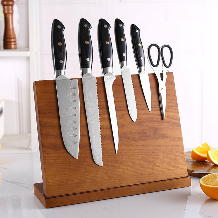 Wooden Magnetic Knife Holder with Non-Slip Base Stand