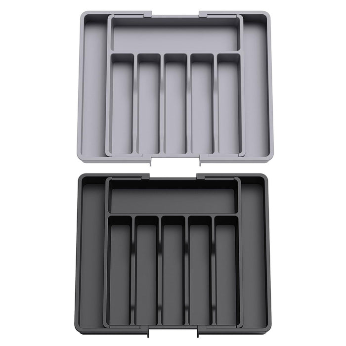 Expandable Utensil Tray Adjustable 33cm to 57cm Black Grey