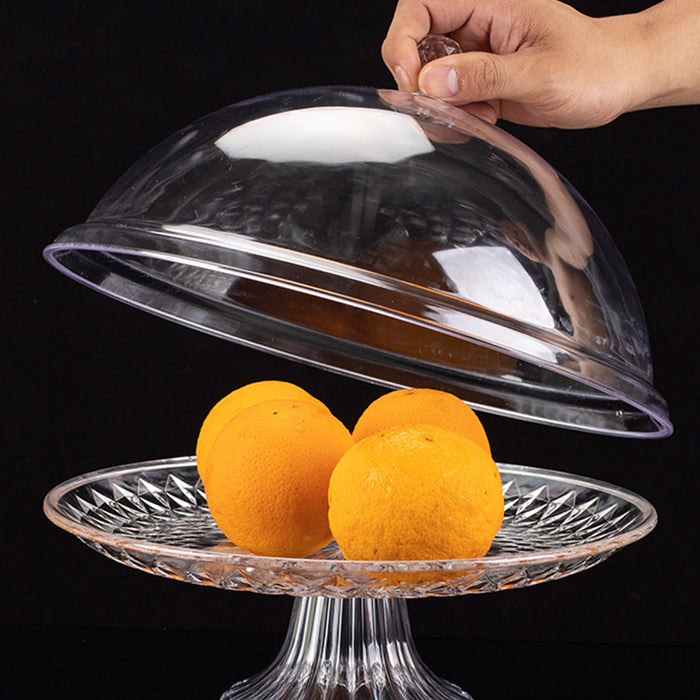 Transparent Fruit Plate with Dome Lid 31.5 cm Food Grade Plastic Pedestal