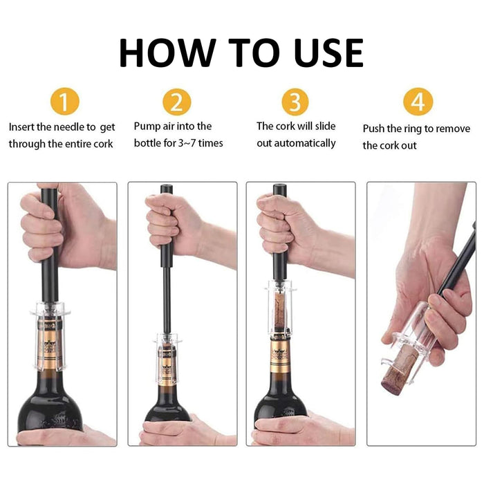 4 Pcs Wine Bottle Opener Set with Vacuum Stopper Foil Cutter