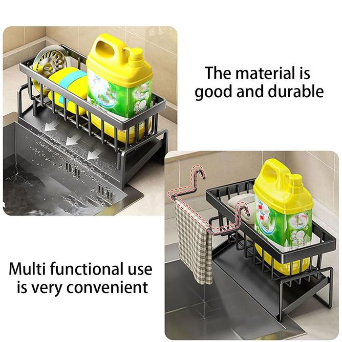 1 Piece Carbon Steel Kitchen Sink Storage Rack with Drainage