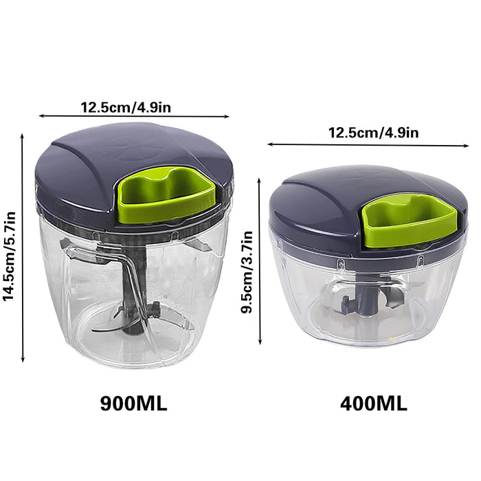 Manual Pull-String Garlic Chopper with 420 Steel Blades