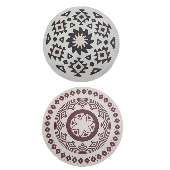 4PCS Round Bohemian Printed Waterproof PVC Dining Placemats
