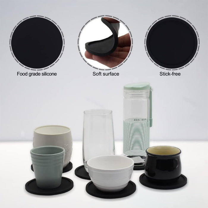 12 Pcs Silicone Coasters with Grooved Design 10cm