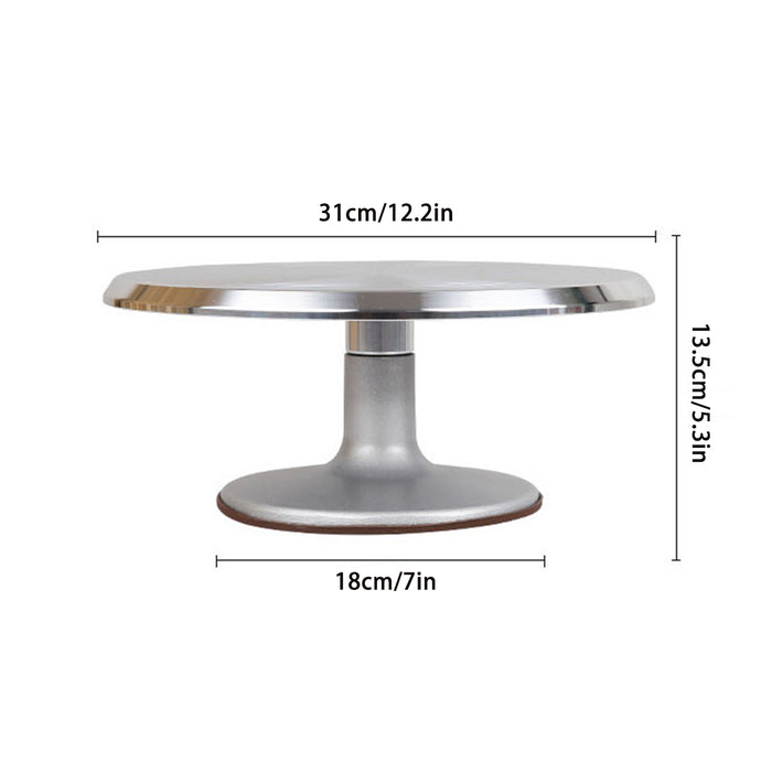 Cake Turntable Aluminum Alloy 31cm with Silicone Base Silver