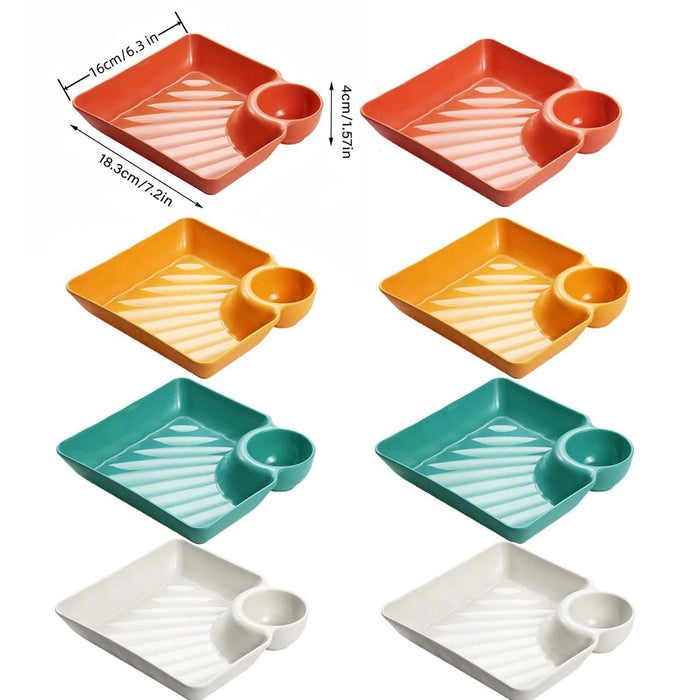 Square Plate with Dipping Tray, 8pcs