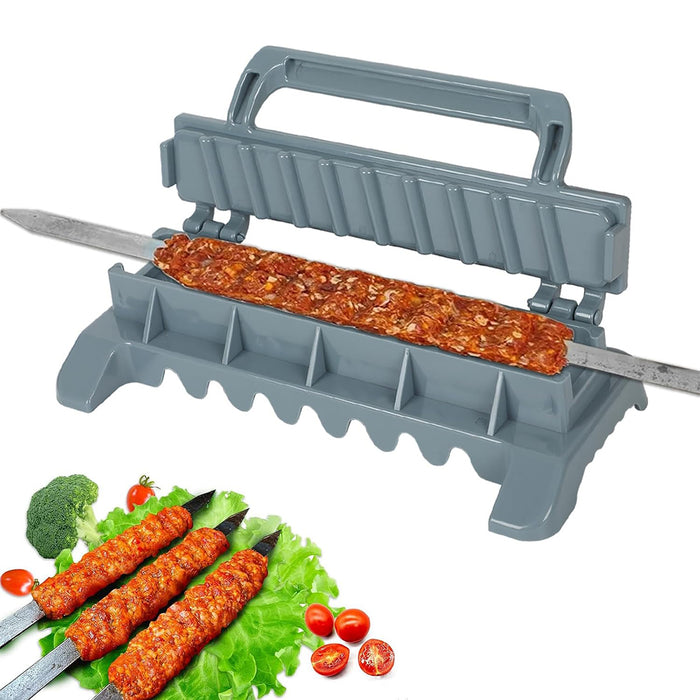 Foldable Barbecue Mold Skewer Maker with Flip Cover Grey