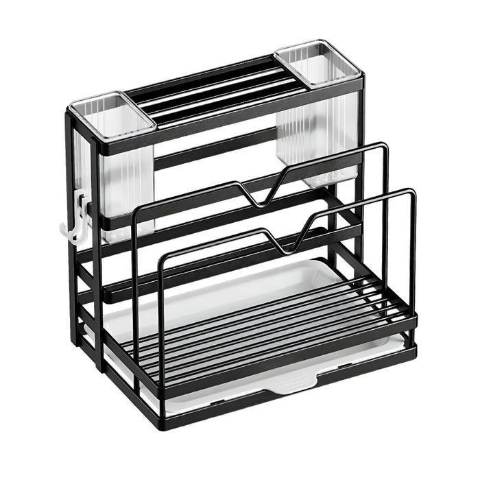 Kitchen Knife Rack Carbon Steel No Drill With Drip Tray