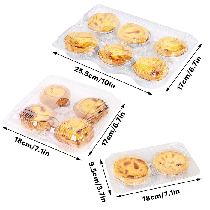 Transparent Plastic Egg Tart Box, 180x95mm - 100 pack