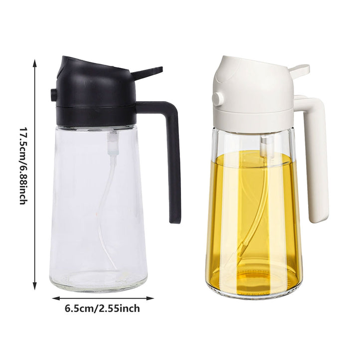 2-in-1 470ml Glass Oil Bottle Spray Pour Automatic Pressure Control Kitchen Tool