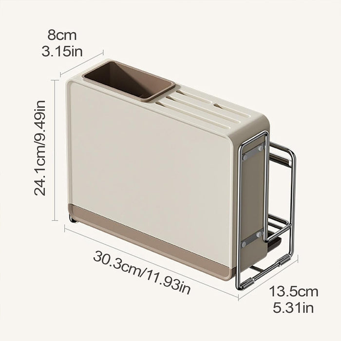 1 Pc Draining Countertop Knife Cutlery Storage Rack Coffee Brown