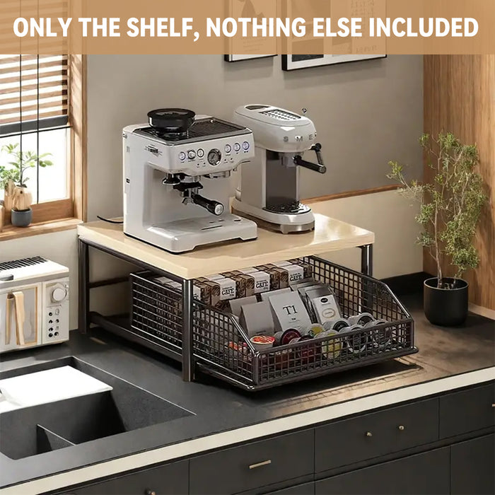 Kitchen Countertop Storage Rack With Drawer Iron Wood