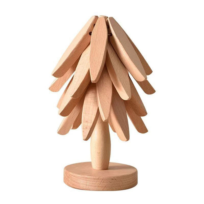 Solid Wooden Trivet for Hot Dish Walnut Christmas Tree Table Heat-Resistant Mat