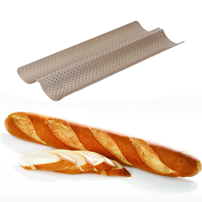Nonstick Baguette Baking Tray with 2 Compartments Carbon Steel