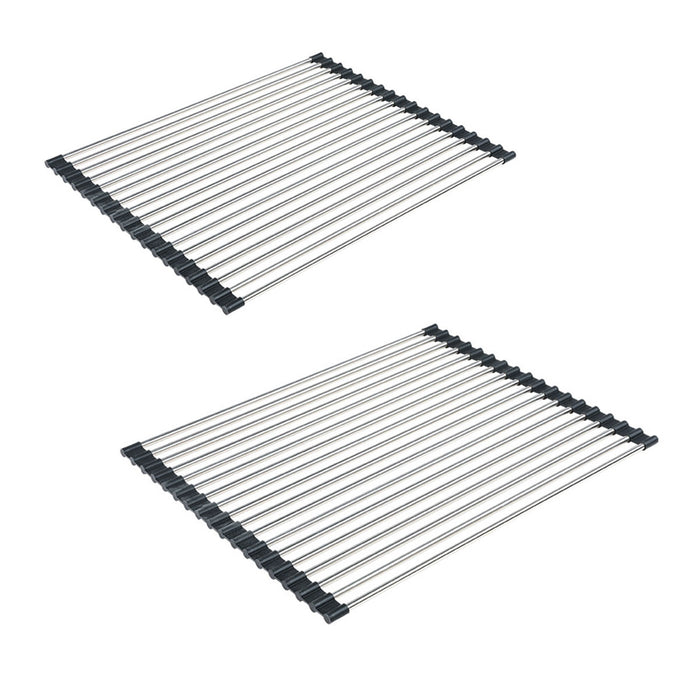 Stainless Steel Folding Sink Draining Rack with Silicone Pad