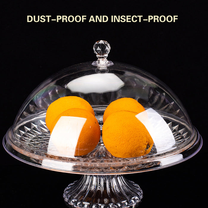 Transparent Fruit Plate with Dome Lid 31.5 cm Food Grade Plastic Pedestal