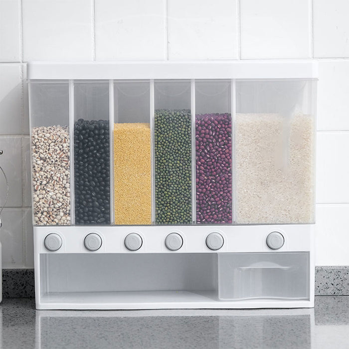 Wall Mounted Automatic Rice Dispenser With Compartments