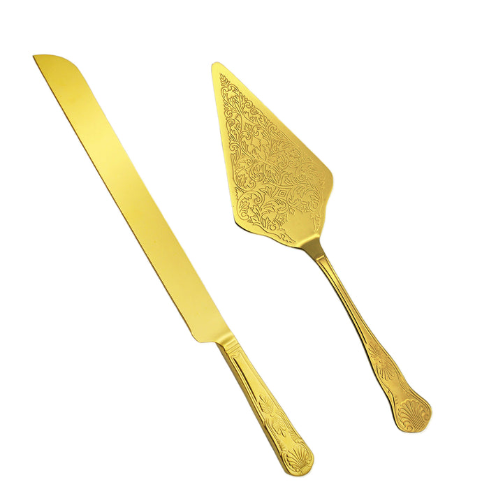 Cake Knife And Scoop Set Stainless Steel Gold Silver
