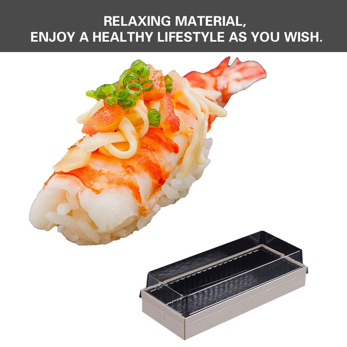 20 Pcs Disposable Sushi Bento Lunch Boxes Wooden Base Transparent Lid 3 Sizes