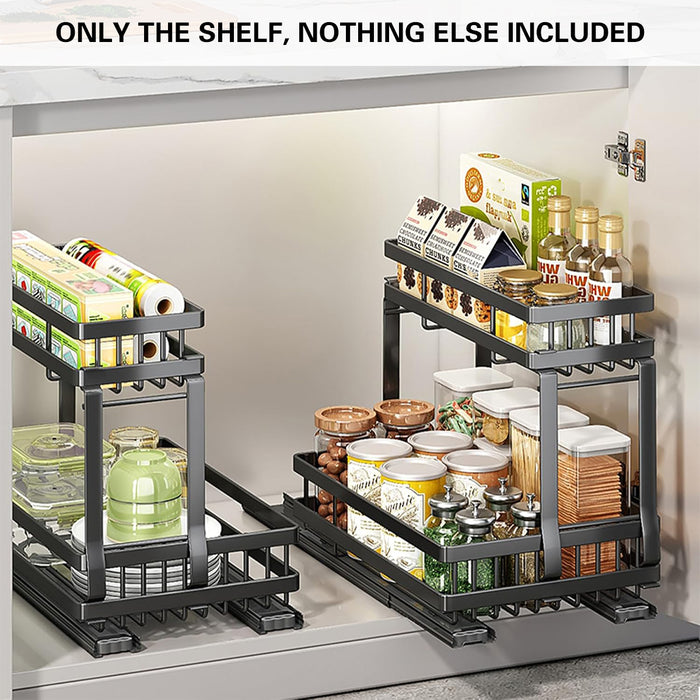 Pull Out Storage Rack Silent Rails Carbon Steel Black