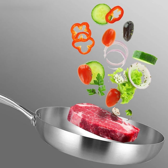 304 Uncoated Stainless Steel Wok Pan Triple-Layer Base for Induction and Gas Stove