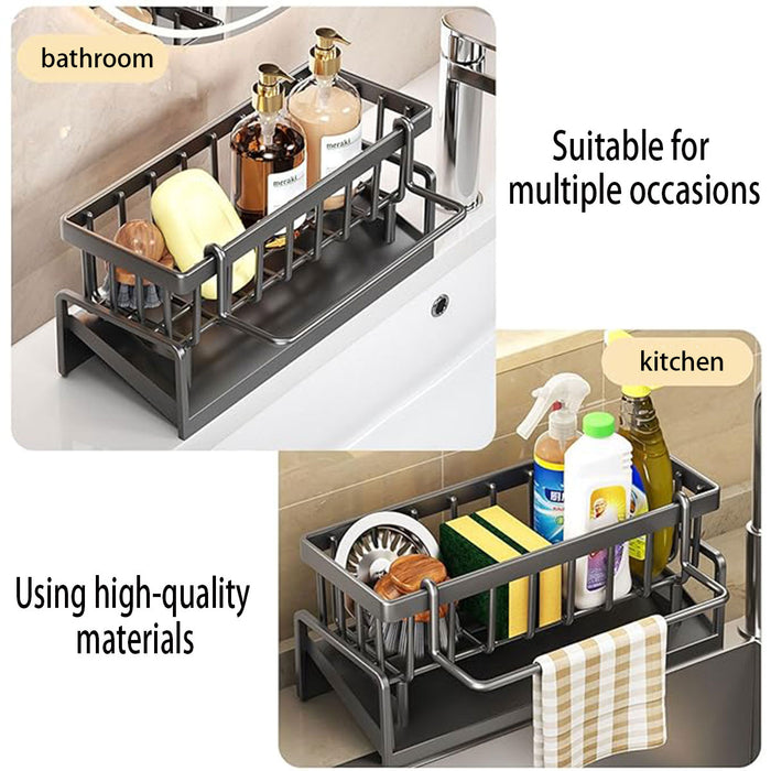 1 Piece Carbon Steel Kitchen Sink Storage Rack with Drainage