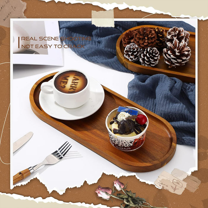 8 Pcs Wooden Serving Tray for Cake Snacks and Dim Sum 29 x 10.5 cm