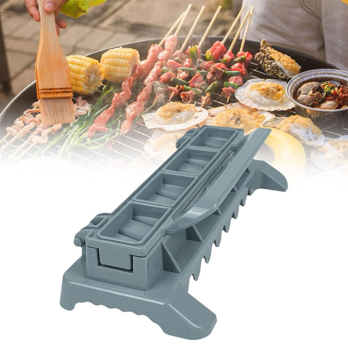 Foldable Barbecue Mold Skewer Maker with Flip Cover Grey