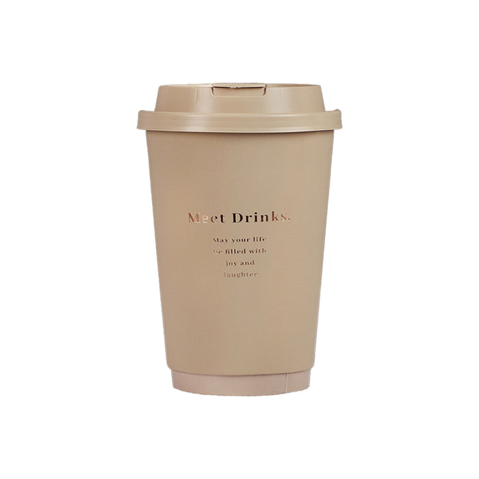 50 Pcs Coffee Paper Cups with Lids Matte Brown 330ml 380ml 500ml