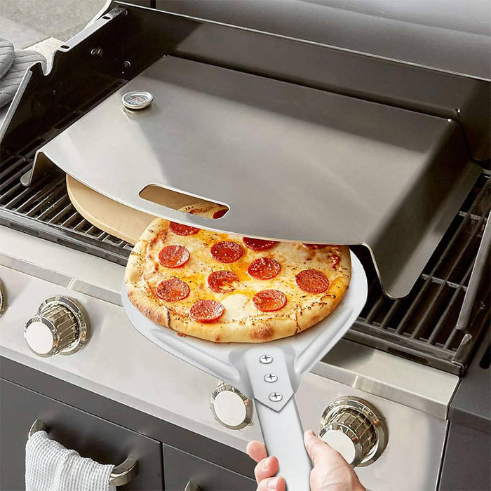 304 Stainless Steel Perforated Pizza Peel with Wooden Handle 3 Sizes 7 in / 8 in / 9 in