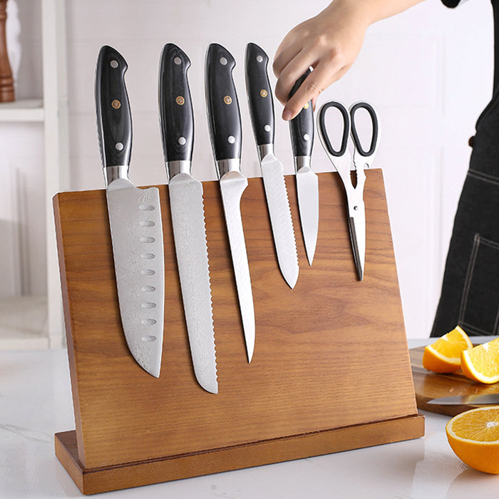 Wooden Magnetic Knife Holder with Non-Slip Base Stand