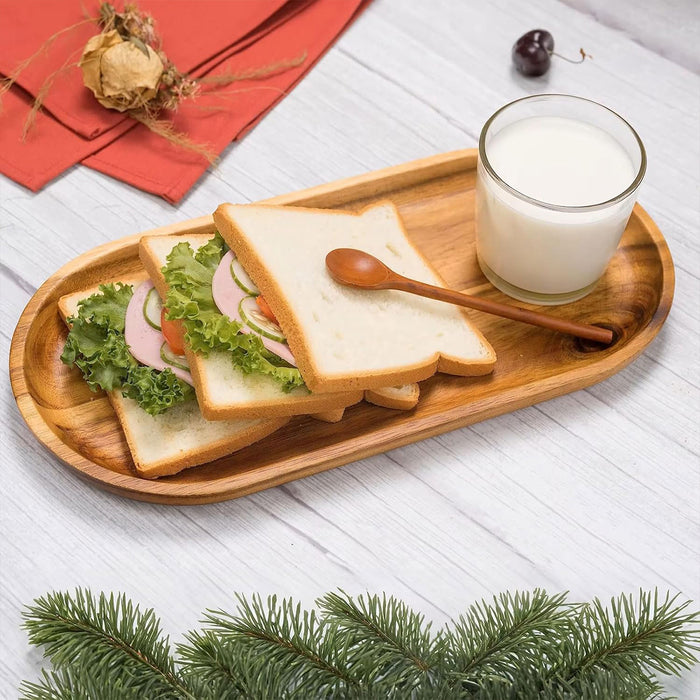 8 Pcs Wooden Serving Tray for Cake Snacks and Dim Sum 29 x 10.5 cm