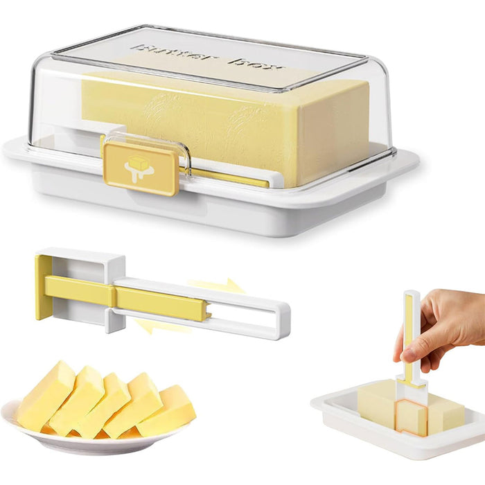 Butter Storage Box with Spoon Airtight Grid PP 280g