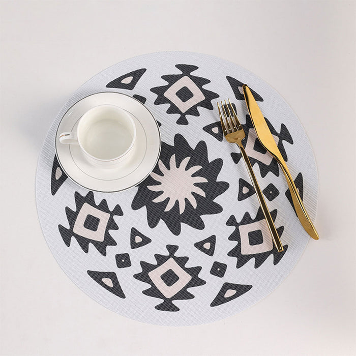 4PCS Round Bohemian Printed Waterproof PVC Dining Placemats