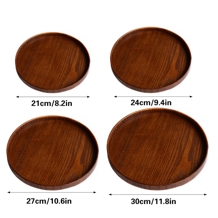 Round Wooden Serving Tray 4 Sizes 21 24 27 and 30 cm Natural Wood Grain