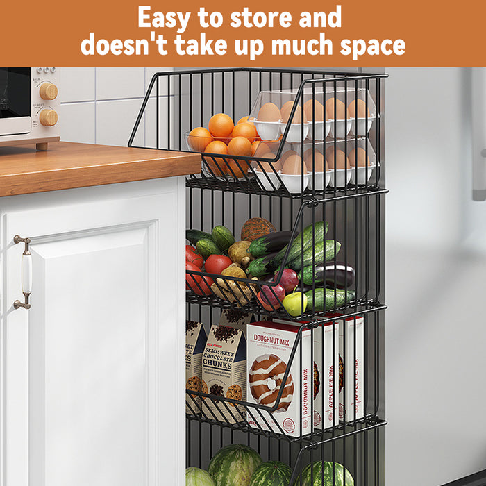 5 Layer Kitchen Storage Rack With Locking Wheels Black