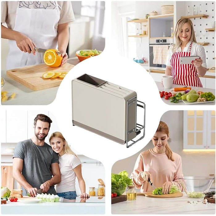 1 Pc Draining Countertop Knife Cutlery Storage Rack Coffee Brown