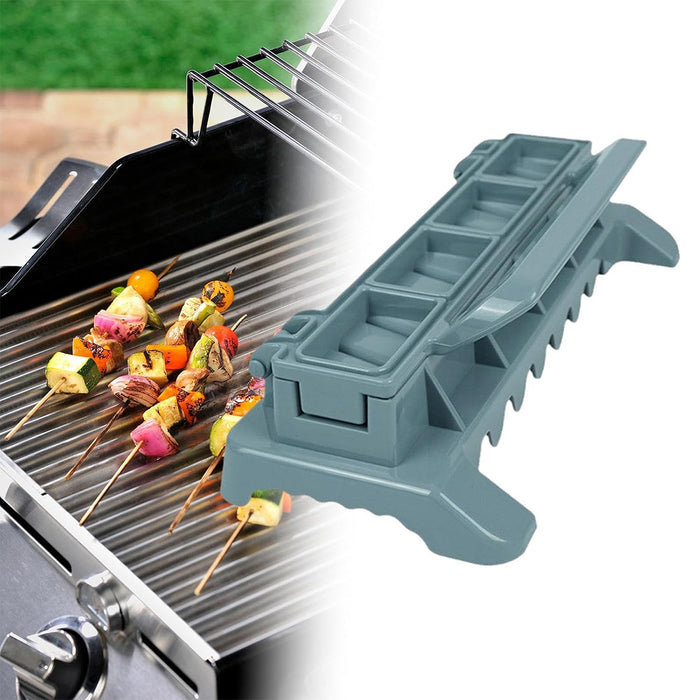 Foldable Barbecue Mold Skewer Maker with Flip Cover Grey