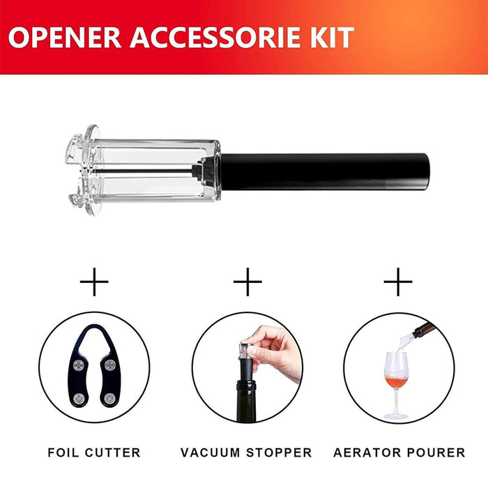 4 Pcs Wine Bottle Opener Set with Vacuum Stopper Foil Cutter